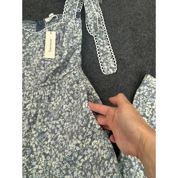NWT Francesca's Alexa Ditsy Floral Print Jumpsuit XS Wide Leg Spring Easter Boho - Picture 4 of 16